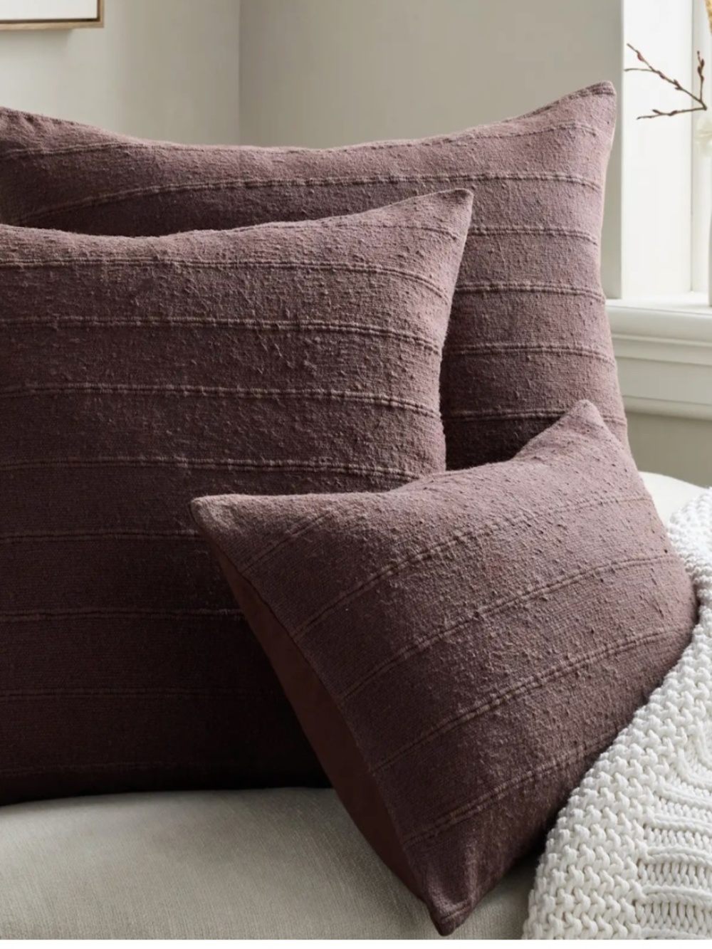 Textured Striped Cotton Pillow Cover 12 x 20 brown espresso